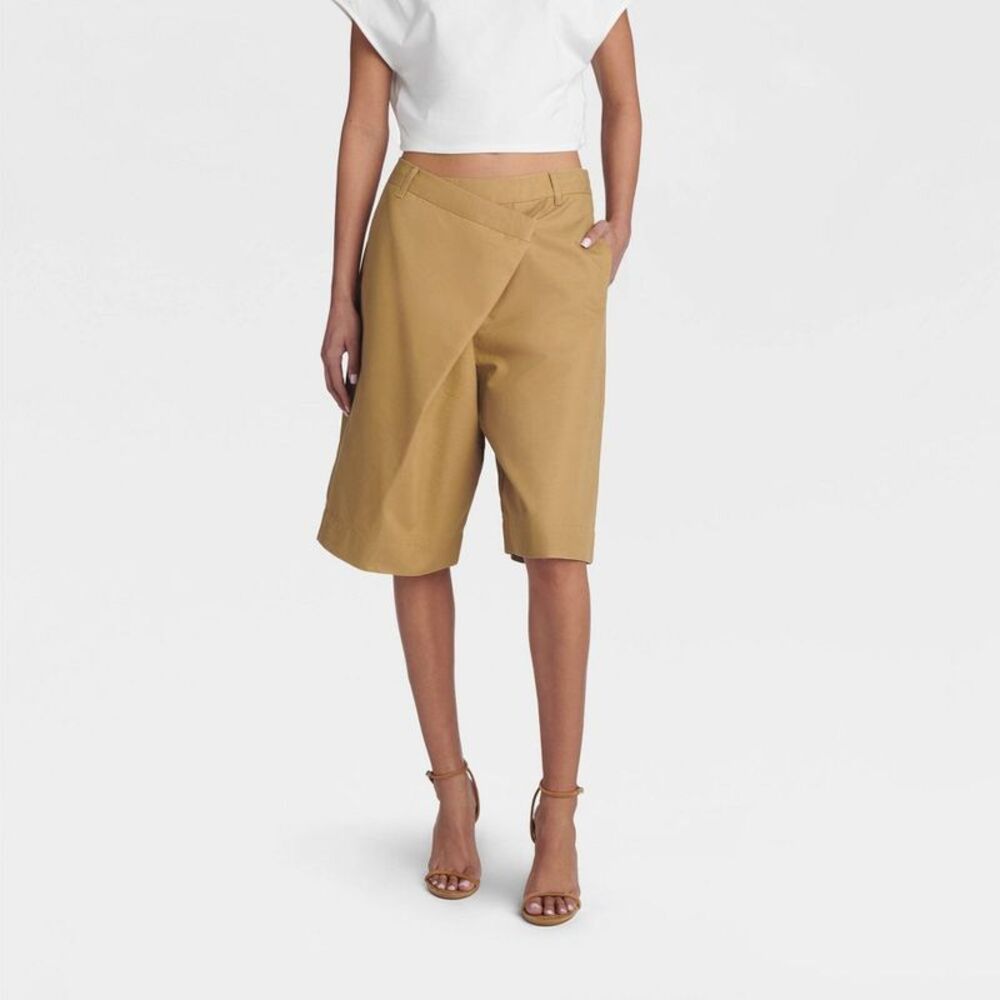 KBB by KAHLANA Women's 'The Asym Bermuda Shorts' - Brown 12